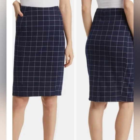 Liverpool women's Reese high rise plaid pencil skirt SZ 12 petite Dark Academia - Picture 7 of 7